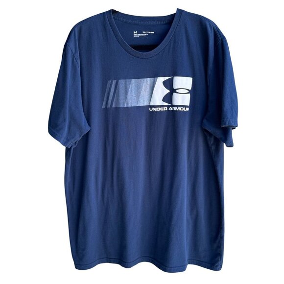 Under Armour Mens Navy Loose Fit Graphic Print Athletic Short Sleeve T-Shirt XXL - Picture 1 of 7